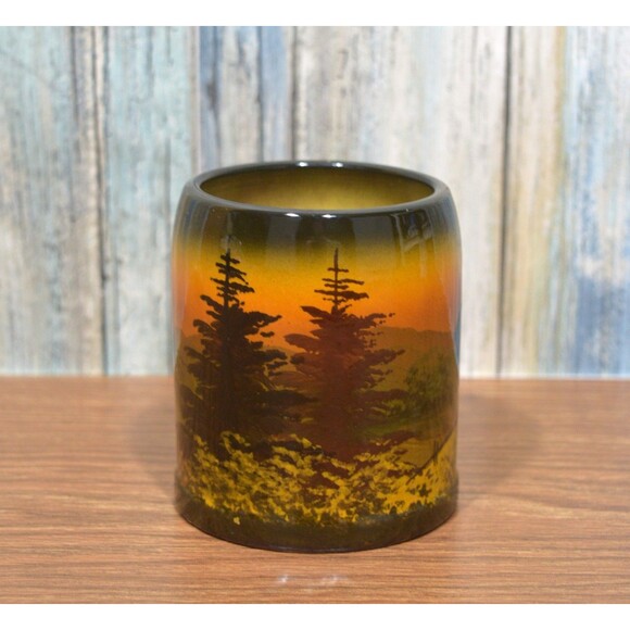 Hand Painted Black Forest Mug Schramberg Germany Pottery Alpine Chalet Drip SMF - Picture 3 of 12